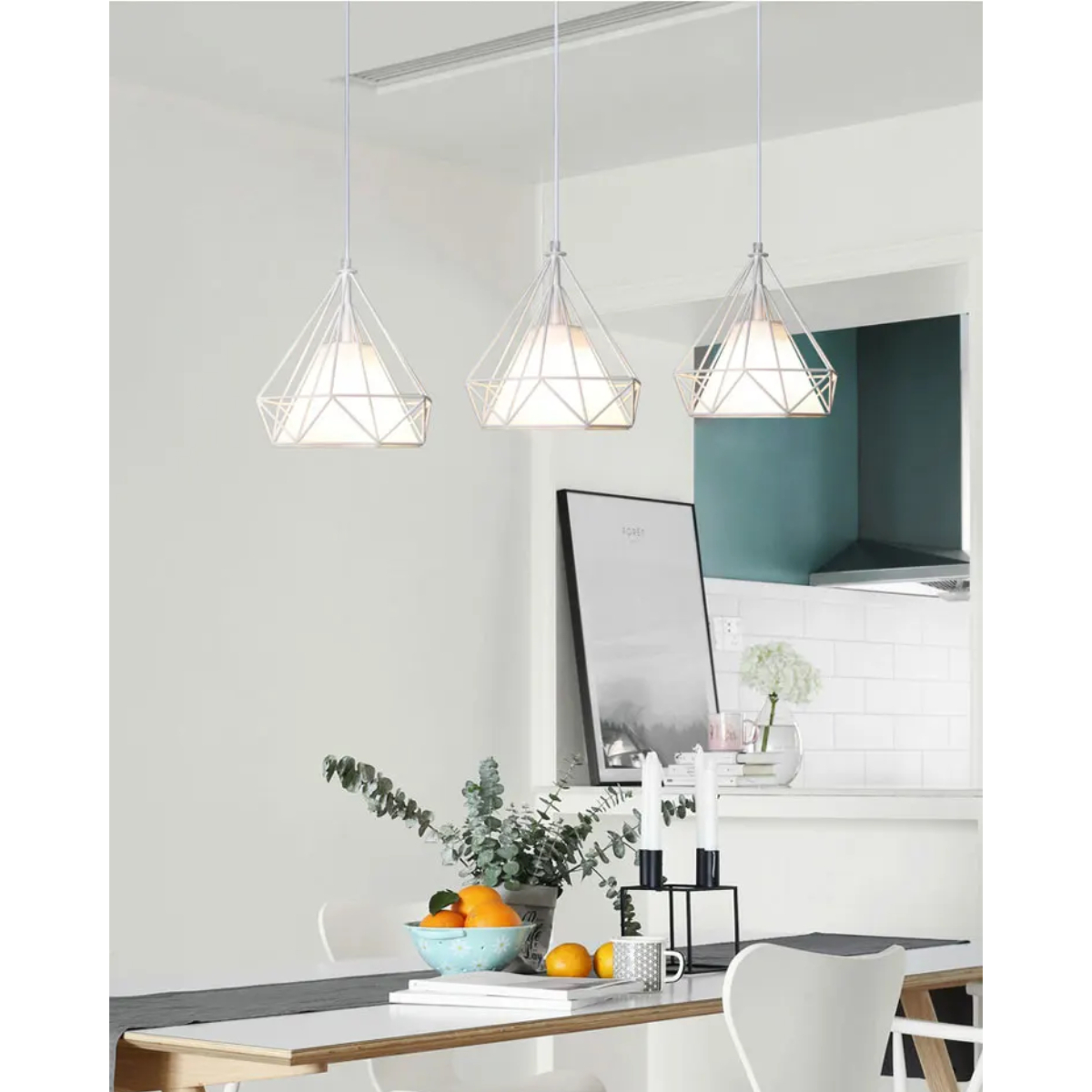 Lampara Colgante Estilo Jaula Diamante Iluminación Luz - Imagen 3
