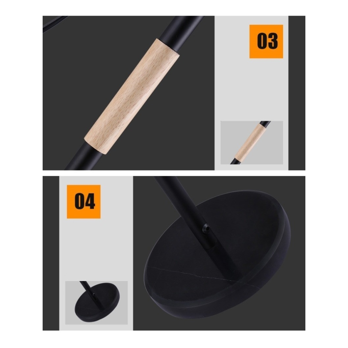 Lampara De Escritorio Portatil Nordica Con Madera Lectura - Imagen 14
