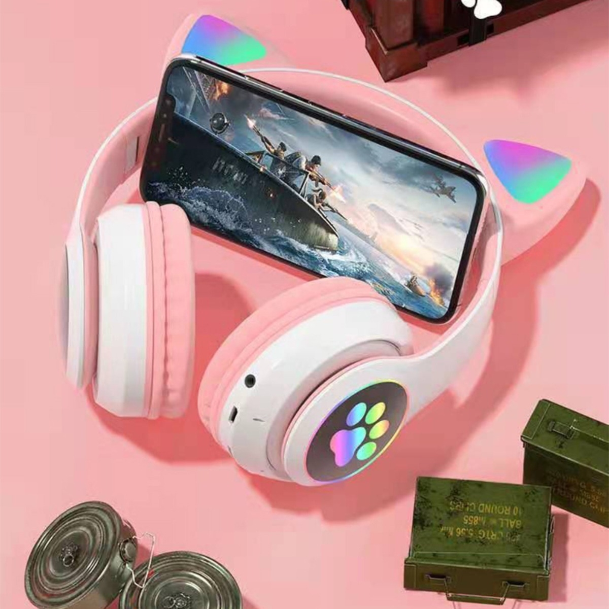 Auriculares Con Orejas Y Luces Divertidos Bluetooth - Imagen 20