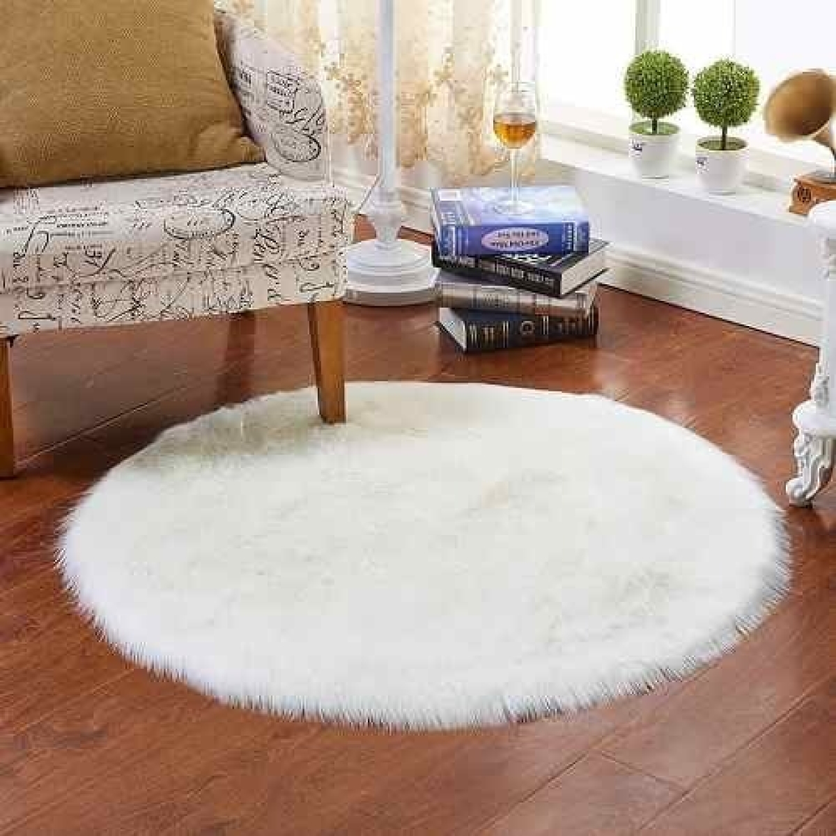 Alfombra Redonda Shaggy 90cm Premium Suave Moderna - Imagen 8