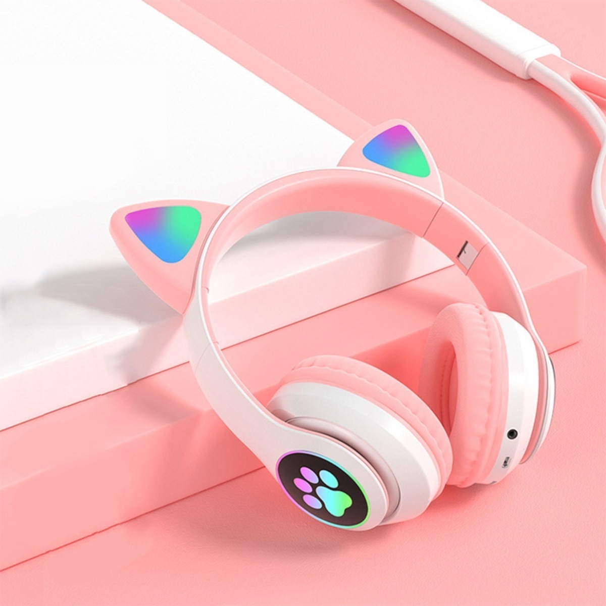 Auriculares Con Orejas Y Luces Divertidos Bluetooth - Imagen 2