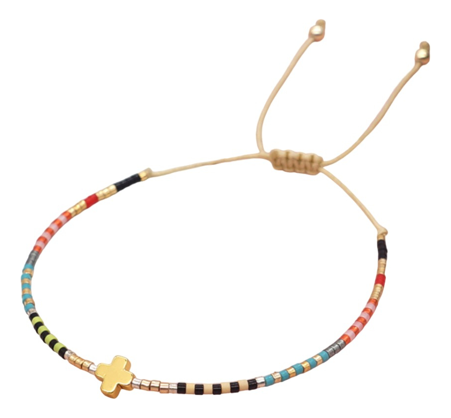d_959356-mlu77323291543_062024-f-1.jpg Pulsera Delicada En Mostacillas Varios Colores Moderna Cruz - Imagen 1