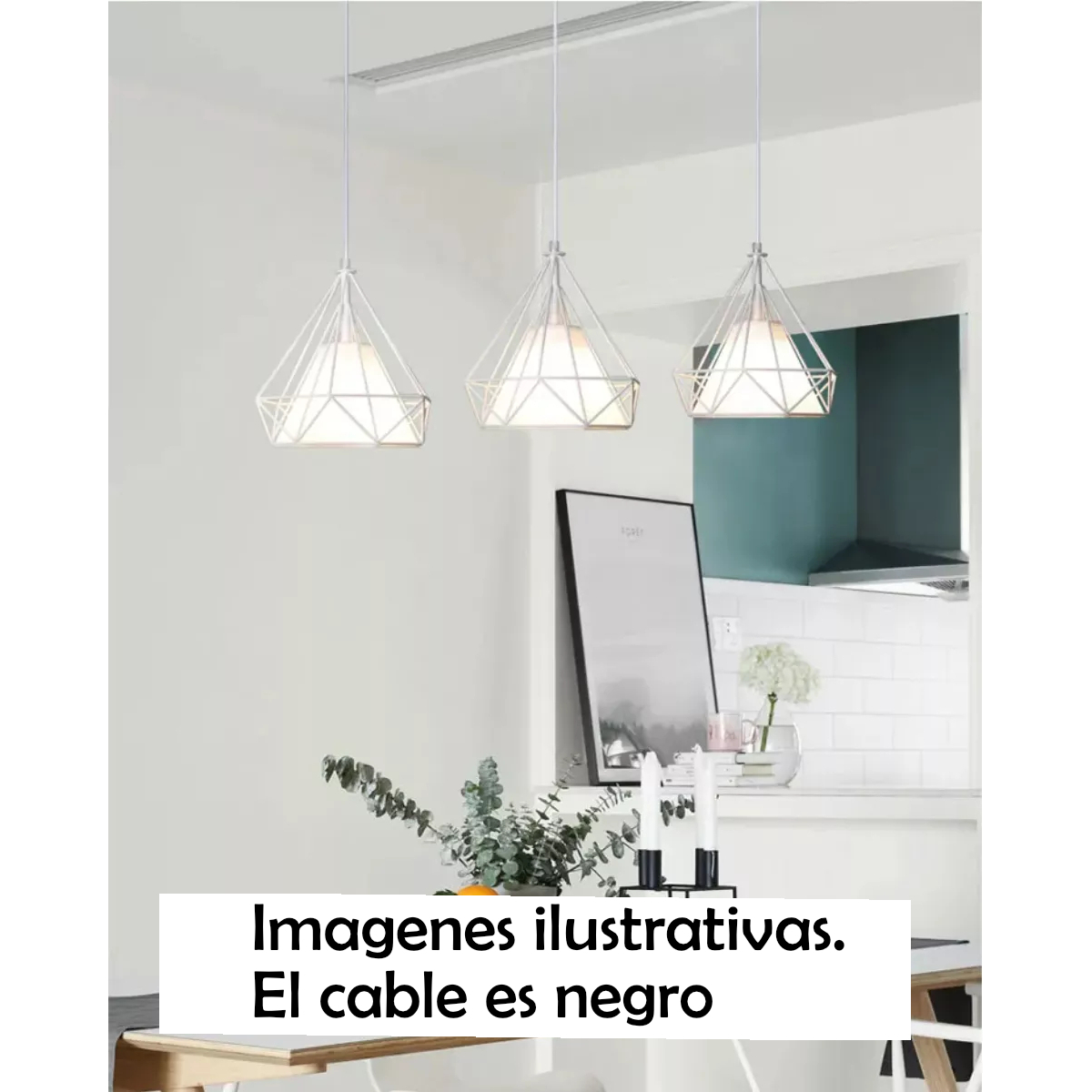 Lampara Colgante Estilo Jaula Diamante Iluminación Luz - Imagen 2