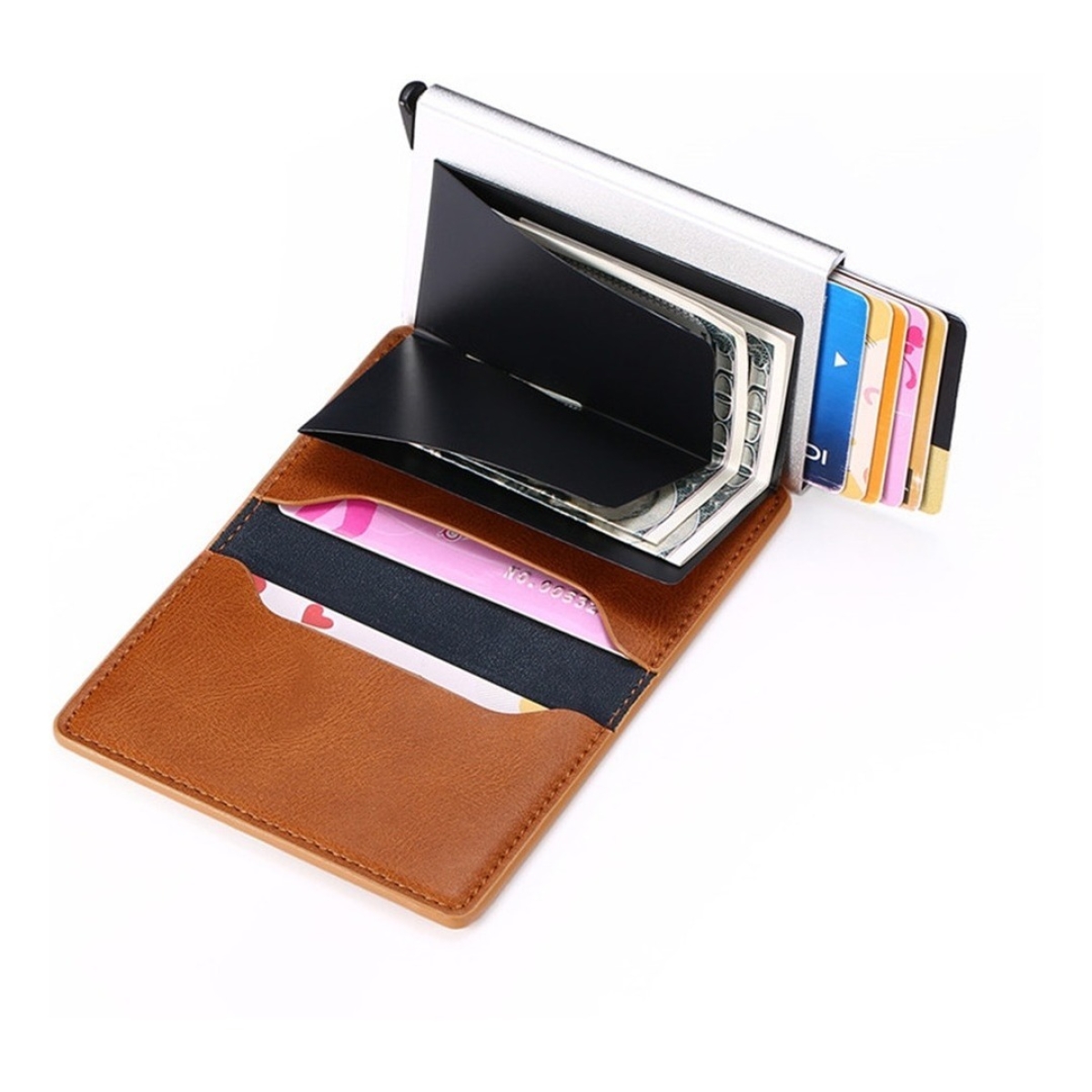 Porta Tarjetas De Metal Rfid Cuero Sintetico - Imagen 17