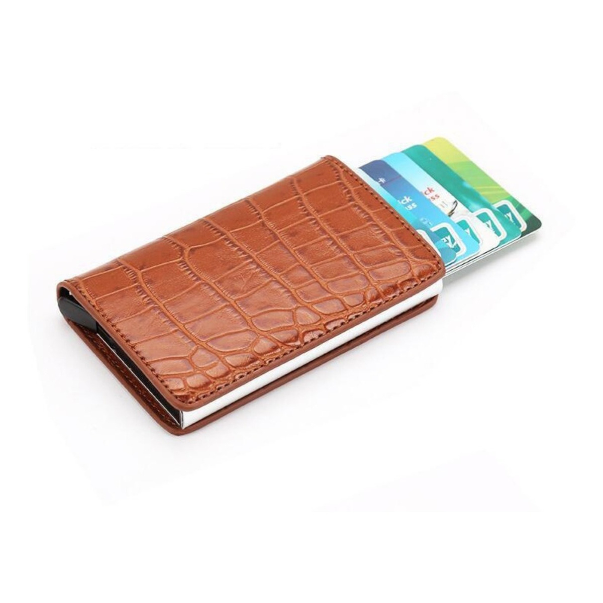 Porta Tarjetas De Metal Rfid Cuero Sintetico - Imagen 24