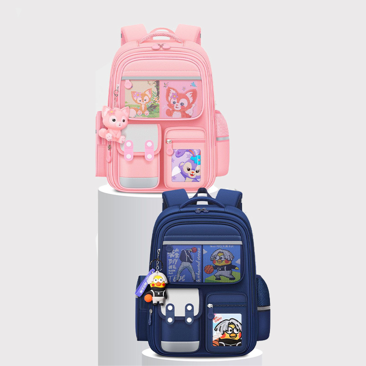 Mochila Infantil Escolar Moda Con Colgante Varios Bolsillos - Imagen 2