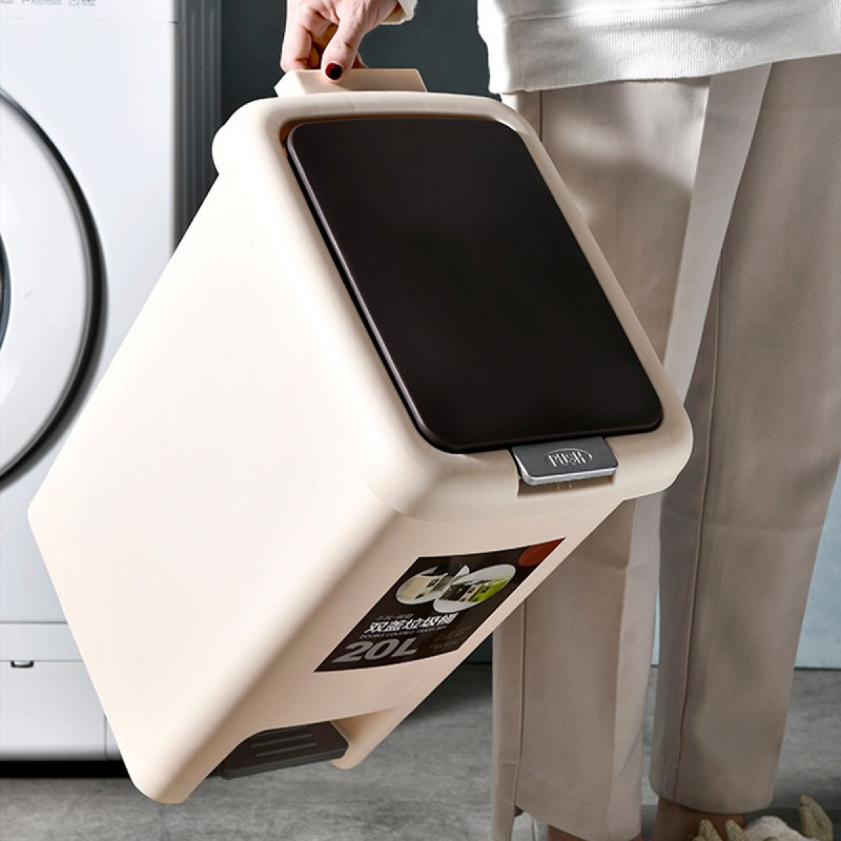Papelera De Cocina Cesto Tacho De Basura Doble Tapa 20 L - Imagen 3