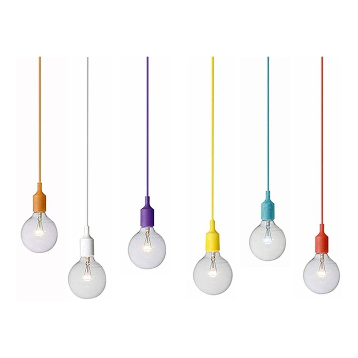 Colgantes Moderno Silicona Cable Textil 1mt Apto Led Vintage - Imagen 39