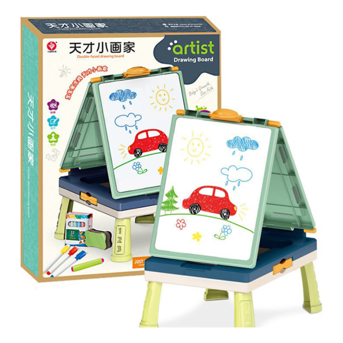 Pizarra Infantil Multifunción Tiza Marcador Y Juegos - Imagen 6