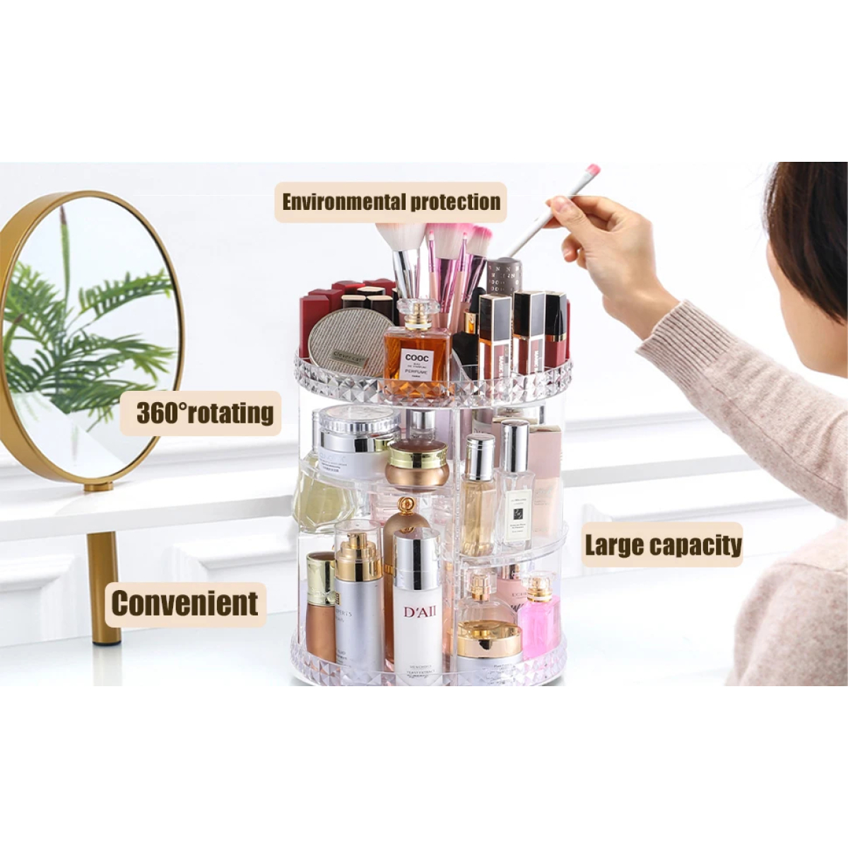 Organizador De Cosmeticos Glam Caddy - Maquillaje Giratorio - Imagen 3