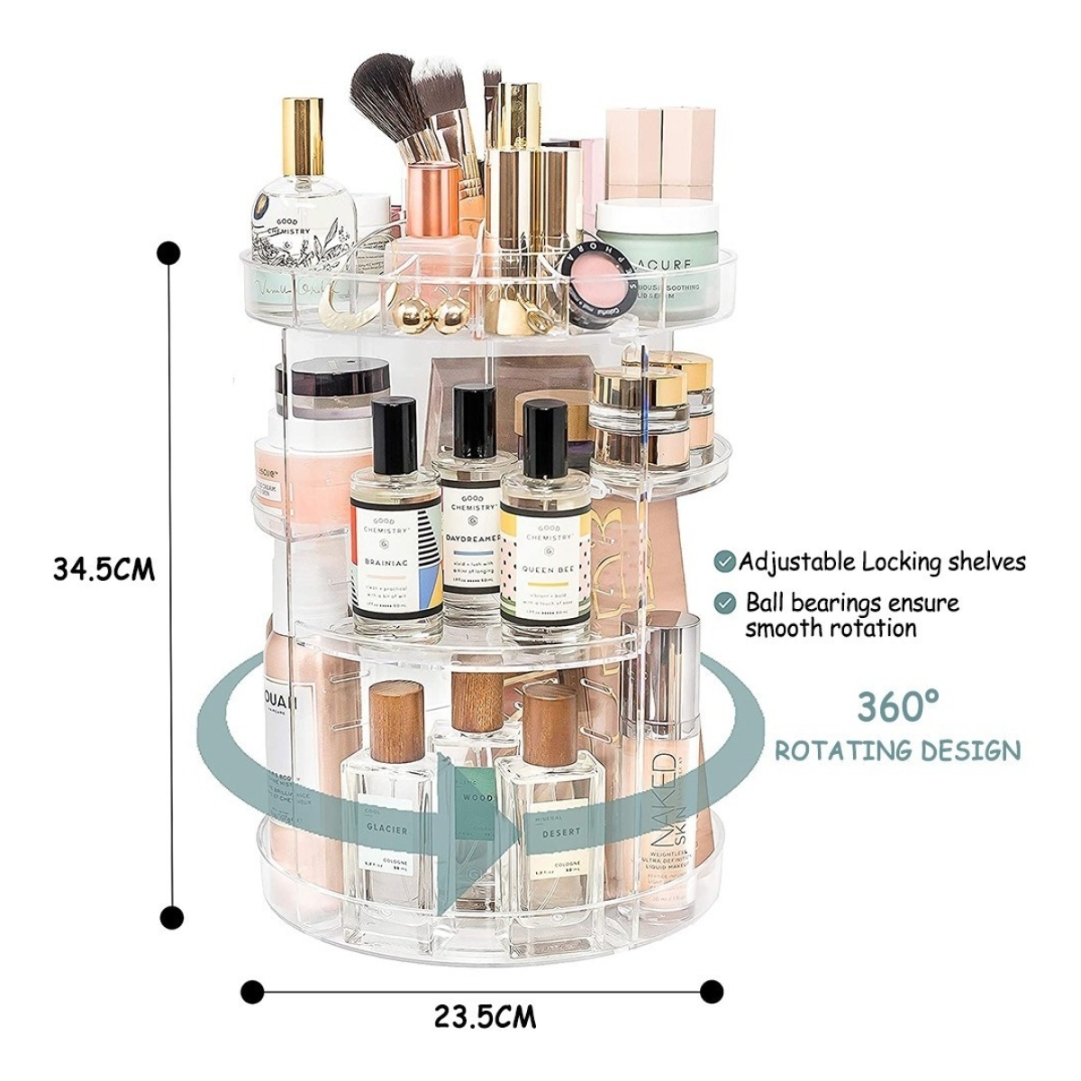 Organizador De Cosmeticos Glam Caddy - Maquillaje Giratorio - Imagen 8