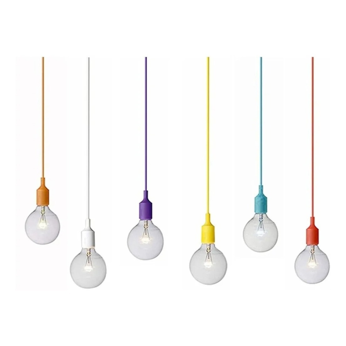 Colgantes Moderno Silicona Cable Textil 1mt Apto Led Vintage - Imagen 14