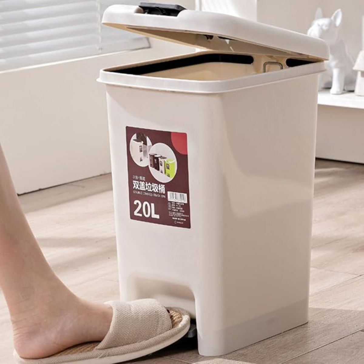 Papelera De Cocina Cesto Tacho De Basura Doble Tapa 20 L - Imagen 4