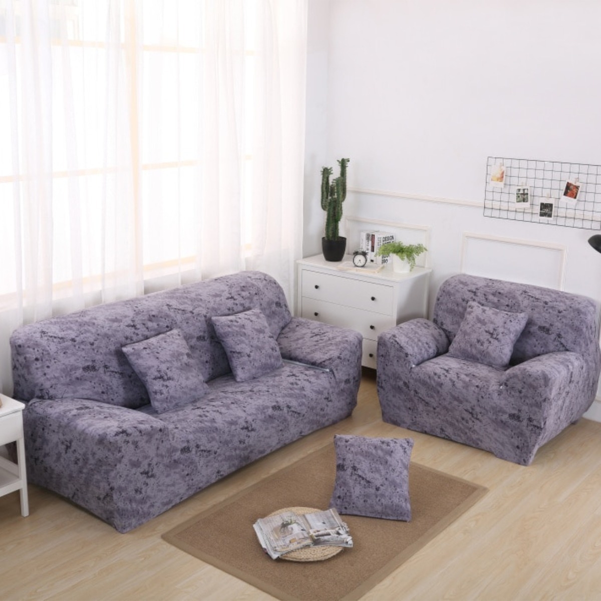 Funda Cubre Protector Sillon Sofa 3 Cuerpo Diseño Terciopelo - Imagen 4