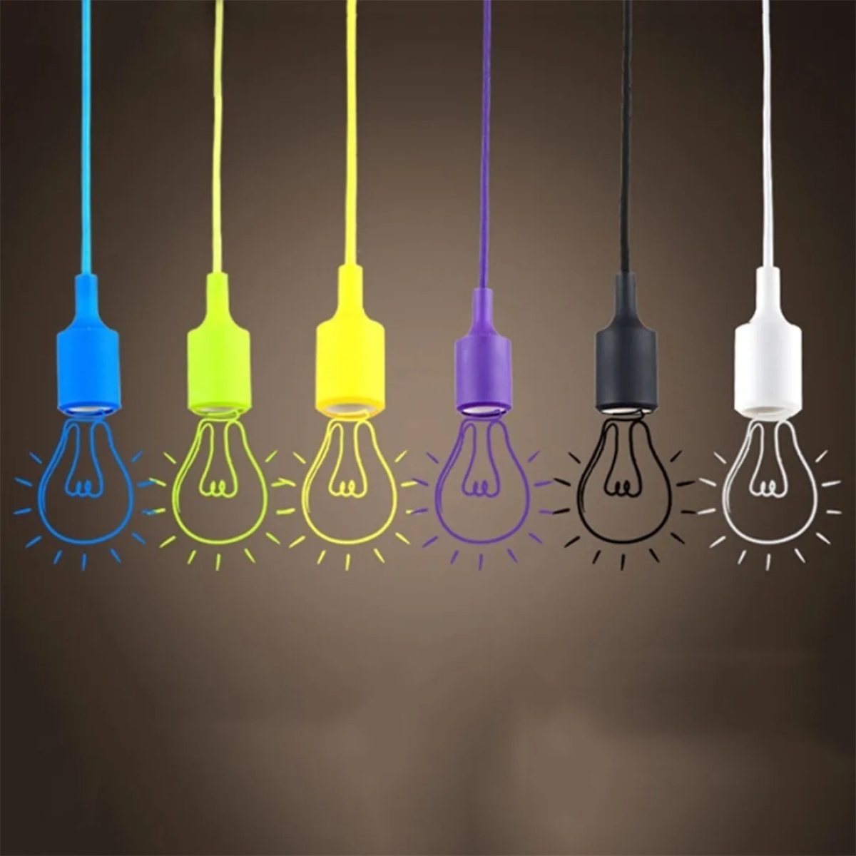 Colgantes Moderno Silicona Cable Textil 1mt Apto Led Vintage - Imagen 30