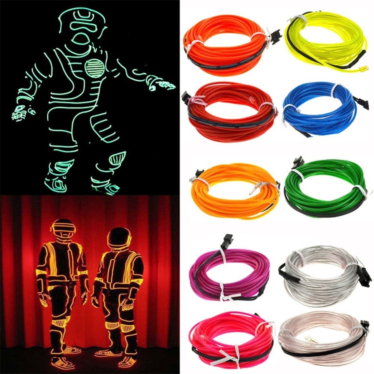 Luz Led Neon Decoracion Cotillon Fiestas Ropa Auto 2 Metros - Imagen 5