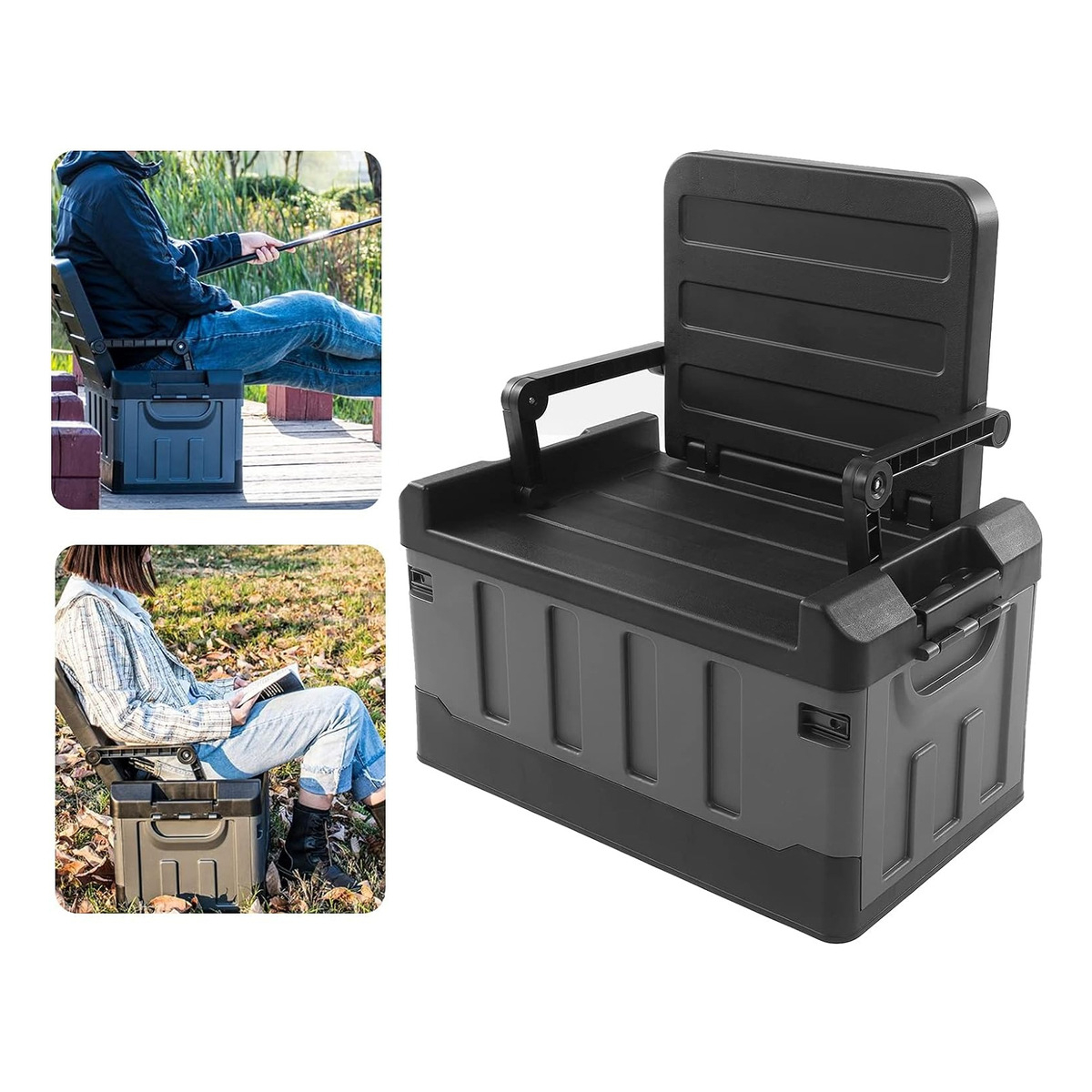 Caja Silla Almacenamiento Pesca Automóvil Camping Plegable - Imagen 7