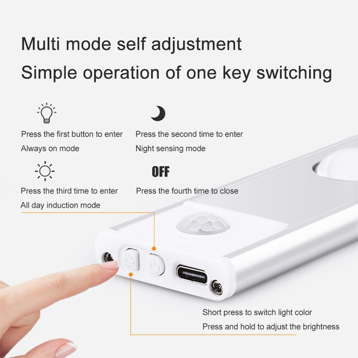 Tira De Luz Led Rígida Recargable Usb Regulable - 80cm - Imagen 5