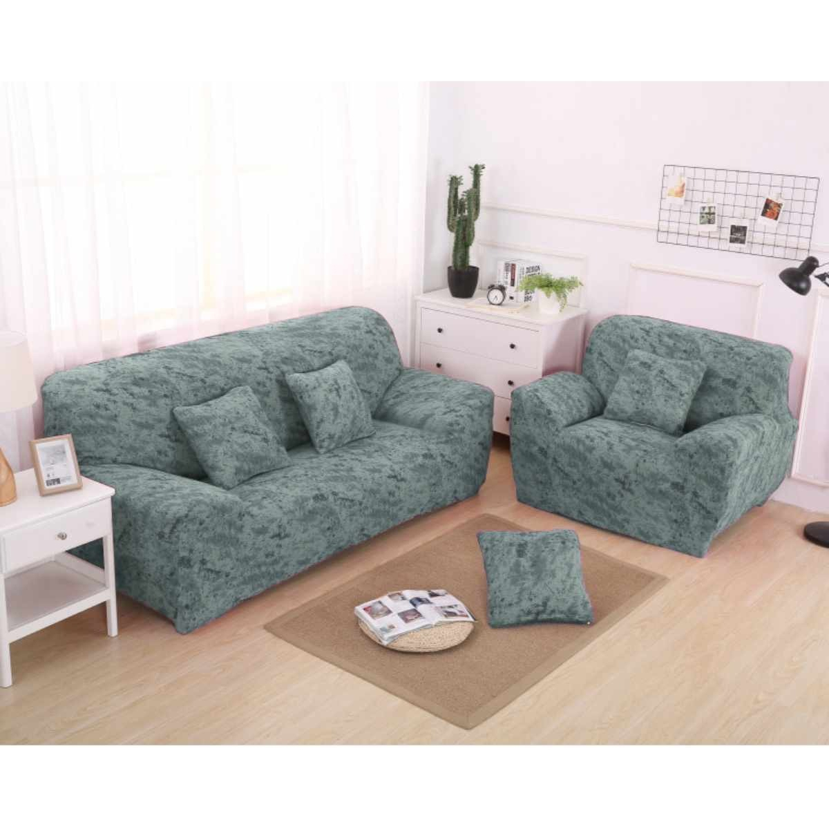Funda Cubre Protector Sillon Sofa 3 Cuerpo Diseño Terciopelo - Imagen 12