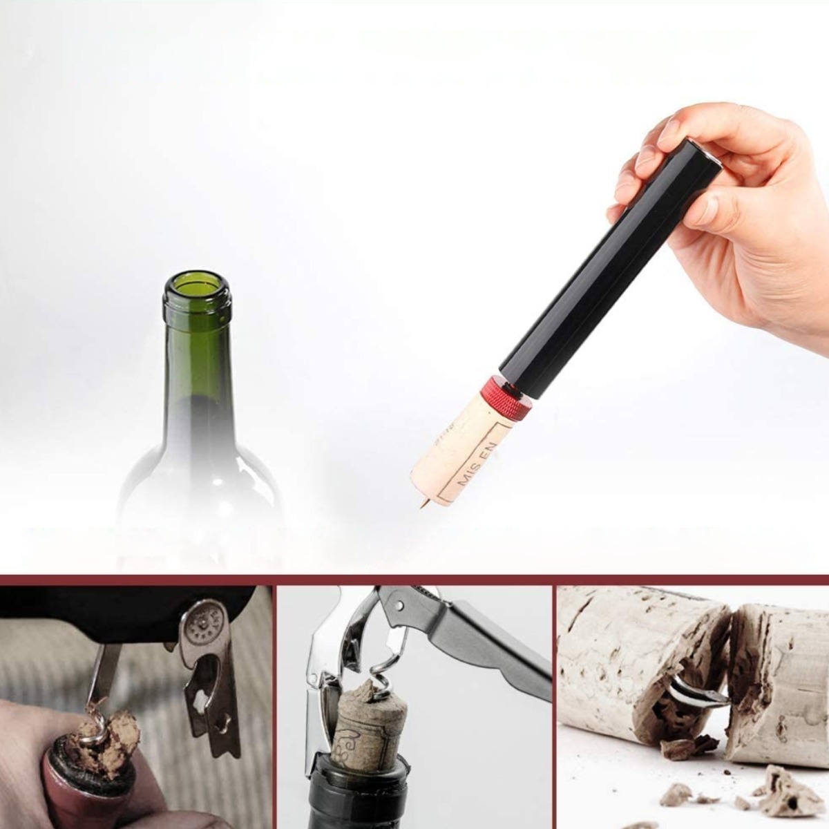 Sacacorcho A Presion Para Botellas De Vino Acero Inoxidable - Imagen 10