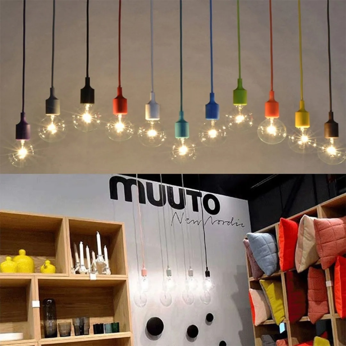 Colgantes Moderno Silicona Cable Textil 1mt Apto Led Vintage - Imagen 10