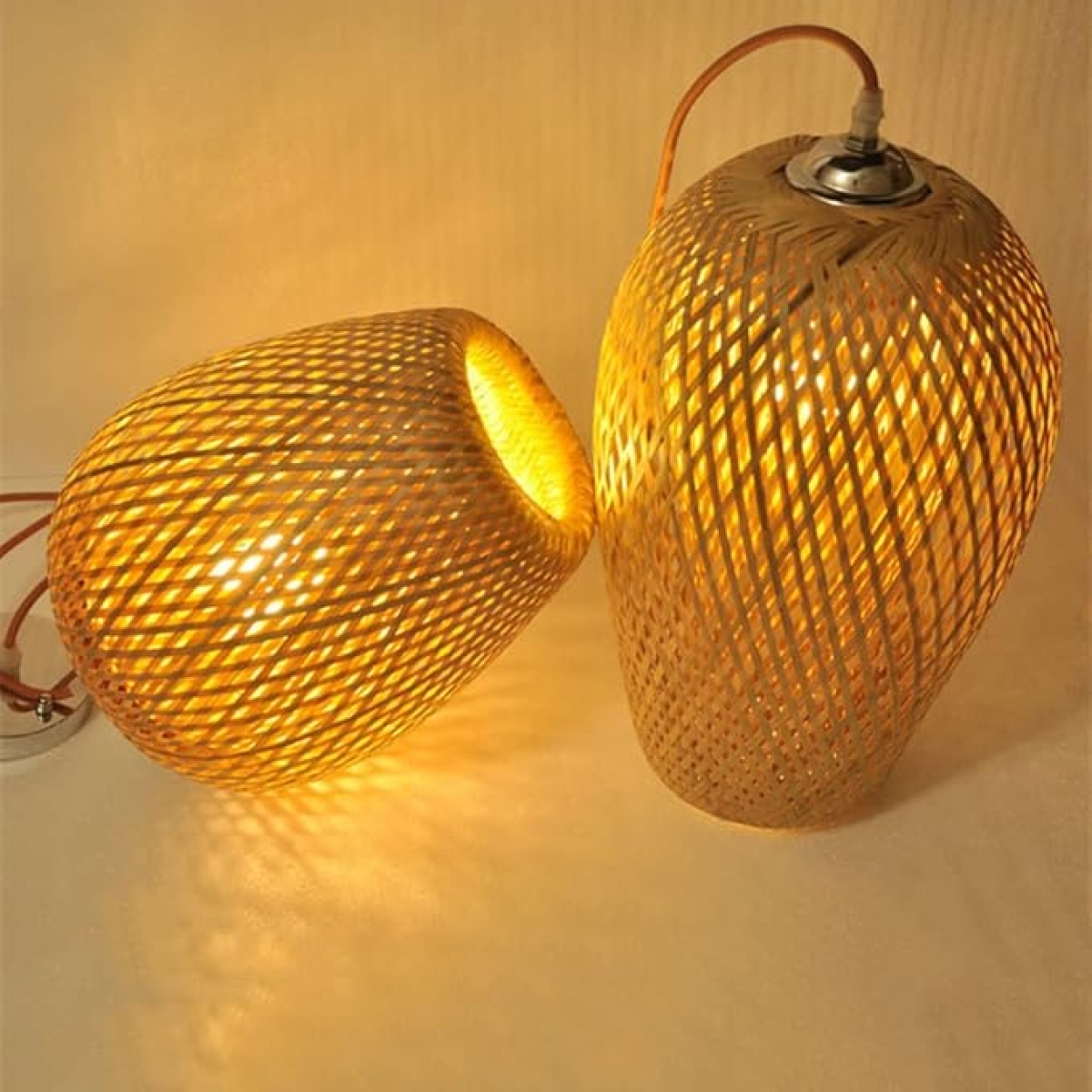Lampara Colgante De Techo Bambu 26cm X 19cm - Imagen 3