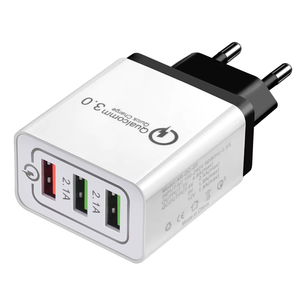 Adaptador Cargador 3 Puertos Usb Carga Rápida Qc 3.0 Fast - Imagen 1