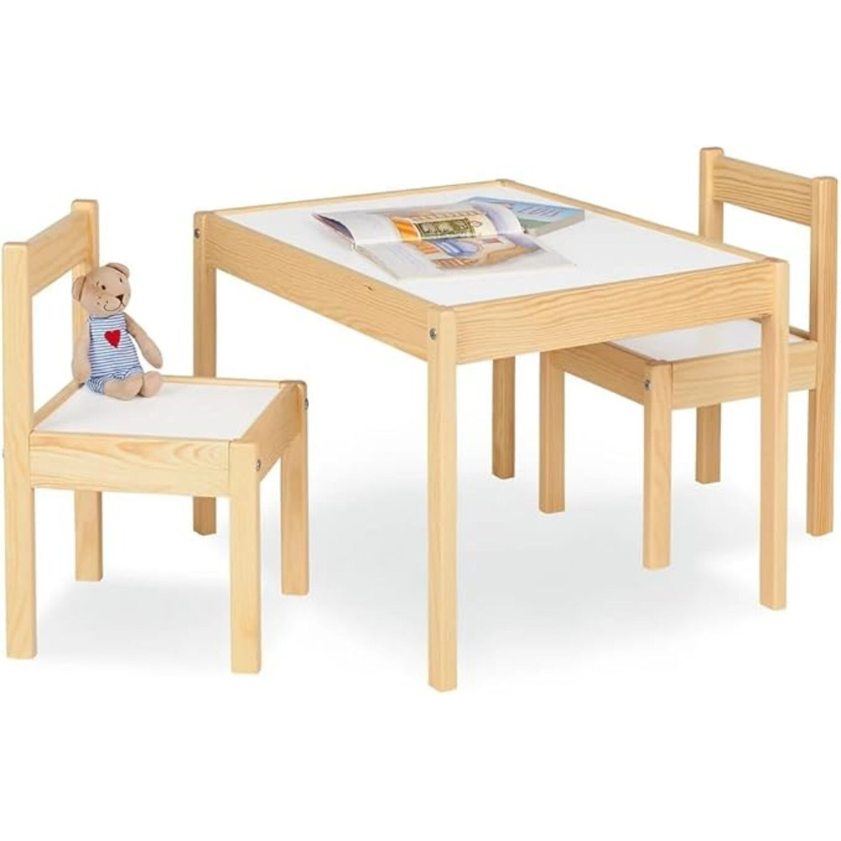 Juego De Mesa Y Dos Sillas Para Niños De Madera Basicas - Imagen 3