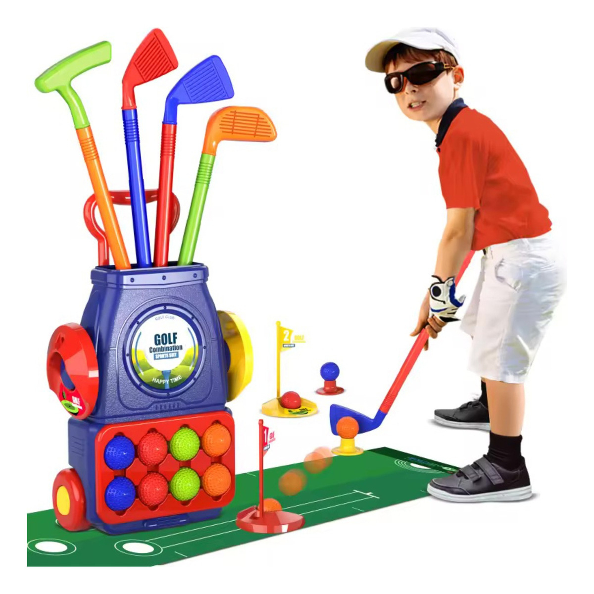Set Juego Mini Golf Infantil Palos Pelotas Hoyos - Imagen 1