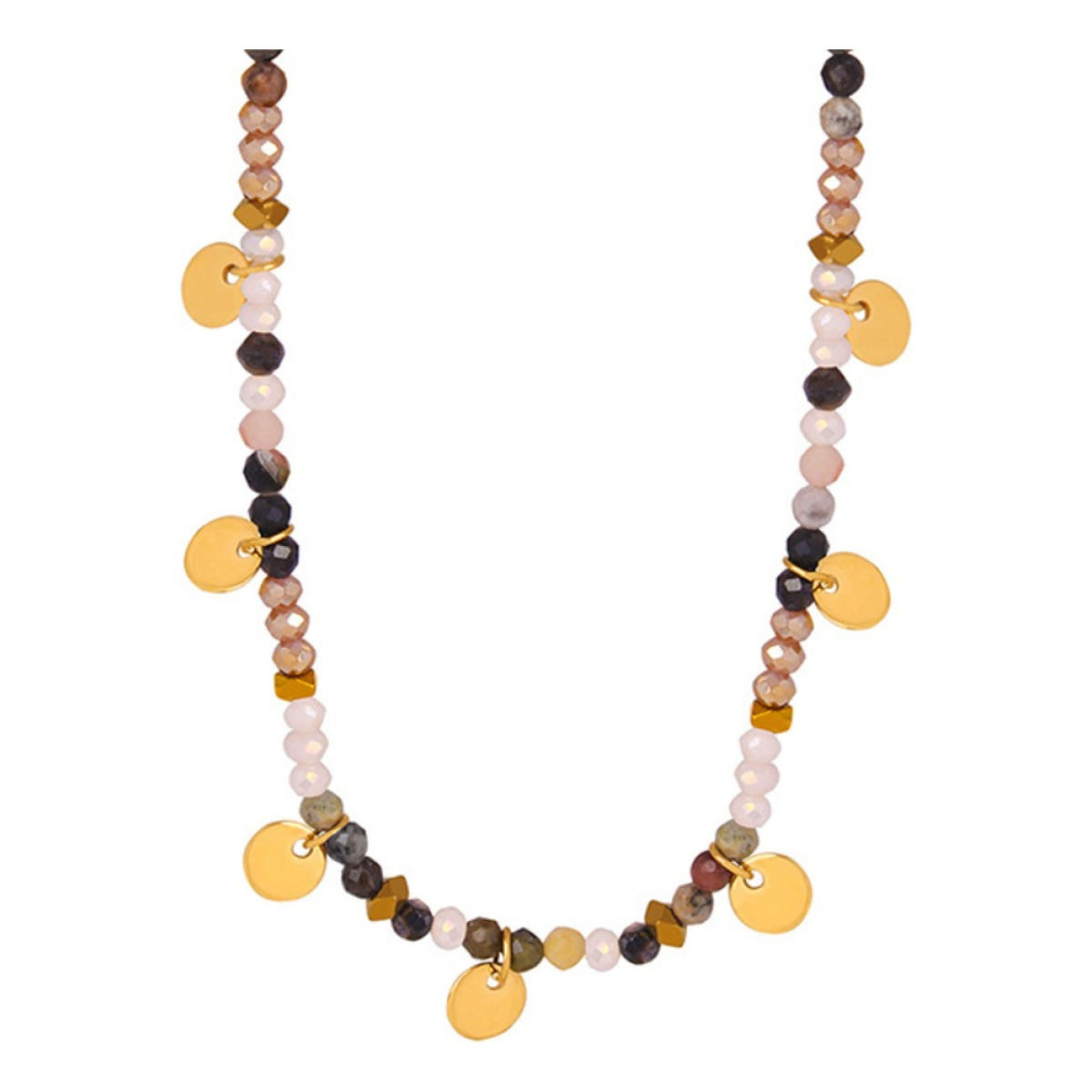 Collar De Cuentas De Piedras Naturales Con Detalles Boho - Imagen 1