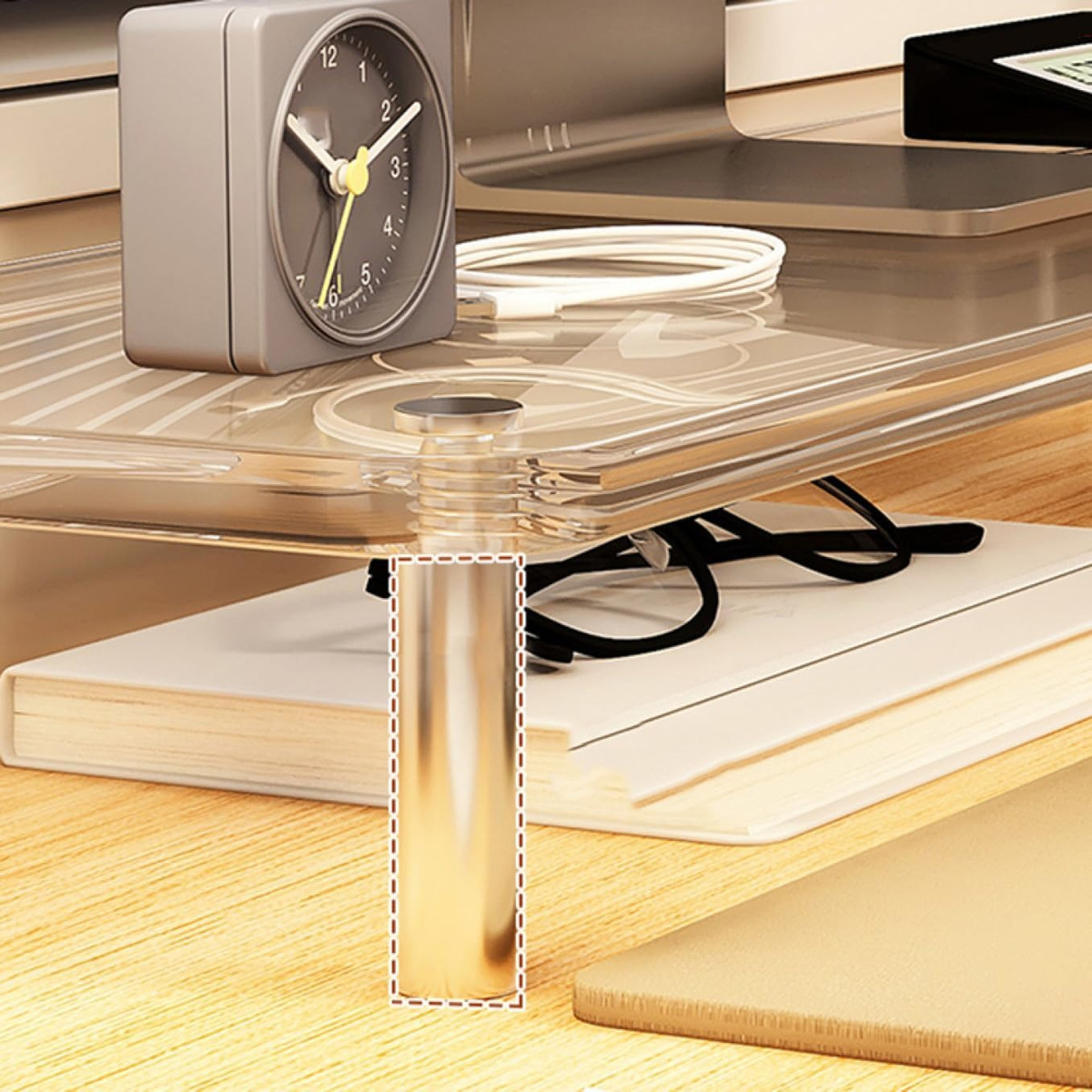 Soporte Elevado Para Monitor De Vidrio Escritorio - Imagen 5