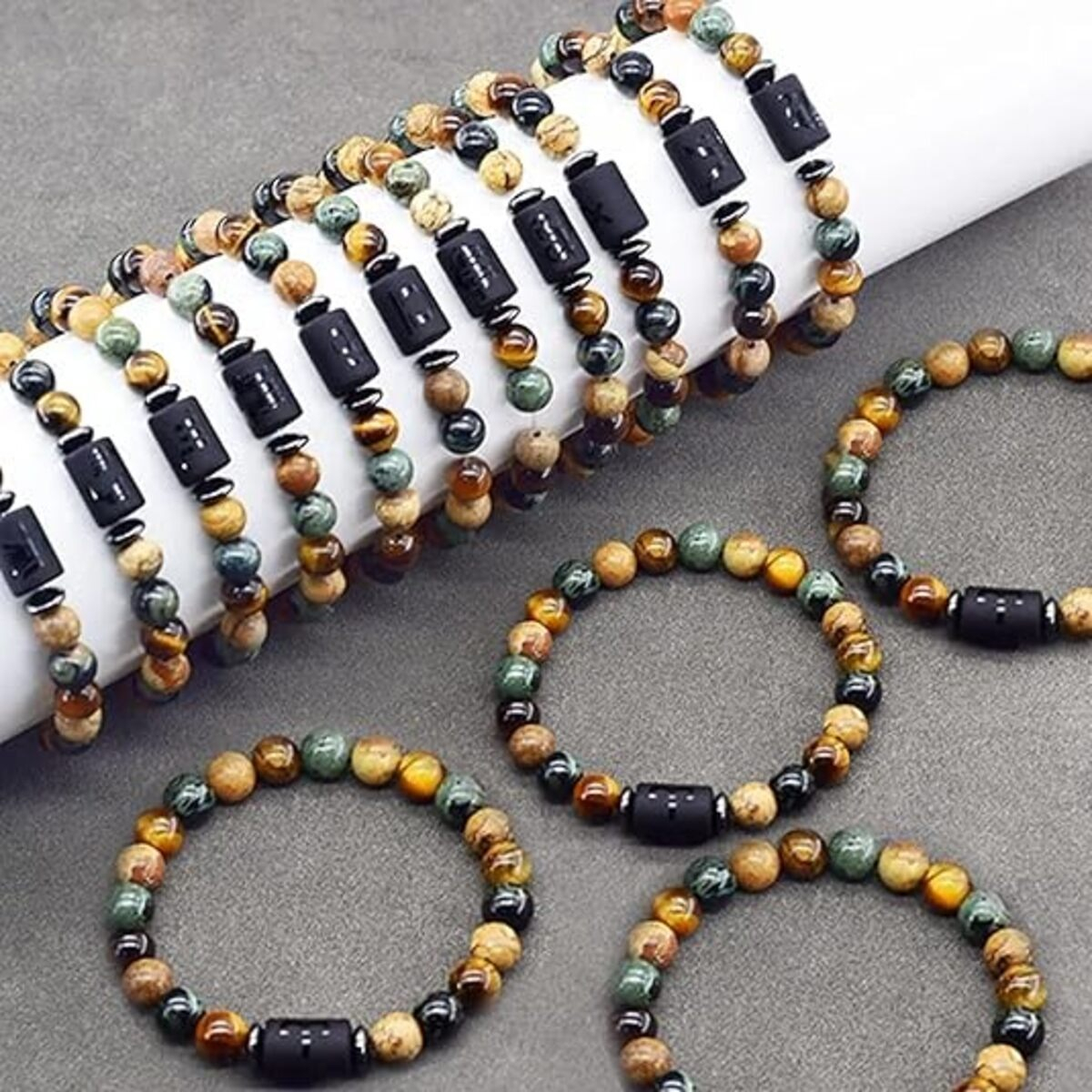Pulsera De Piedras Naturales Signos Zodiacales Ojo De Tigre - Imagen 4
