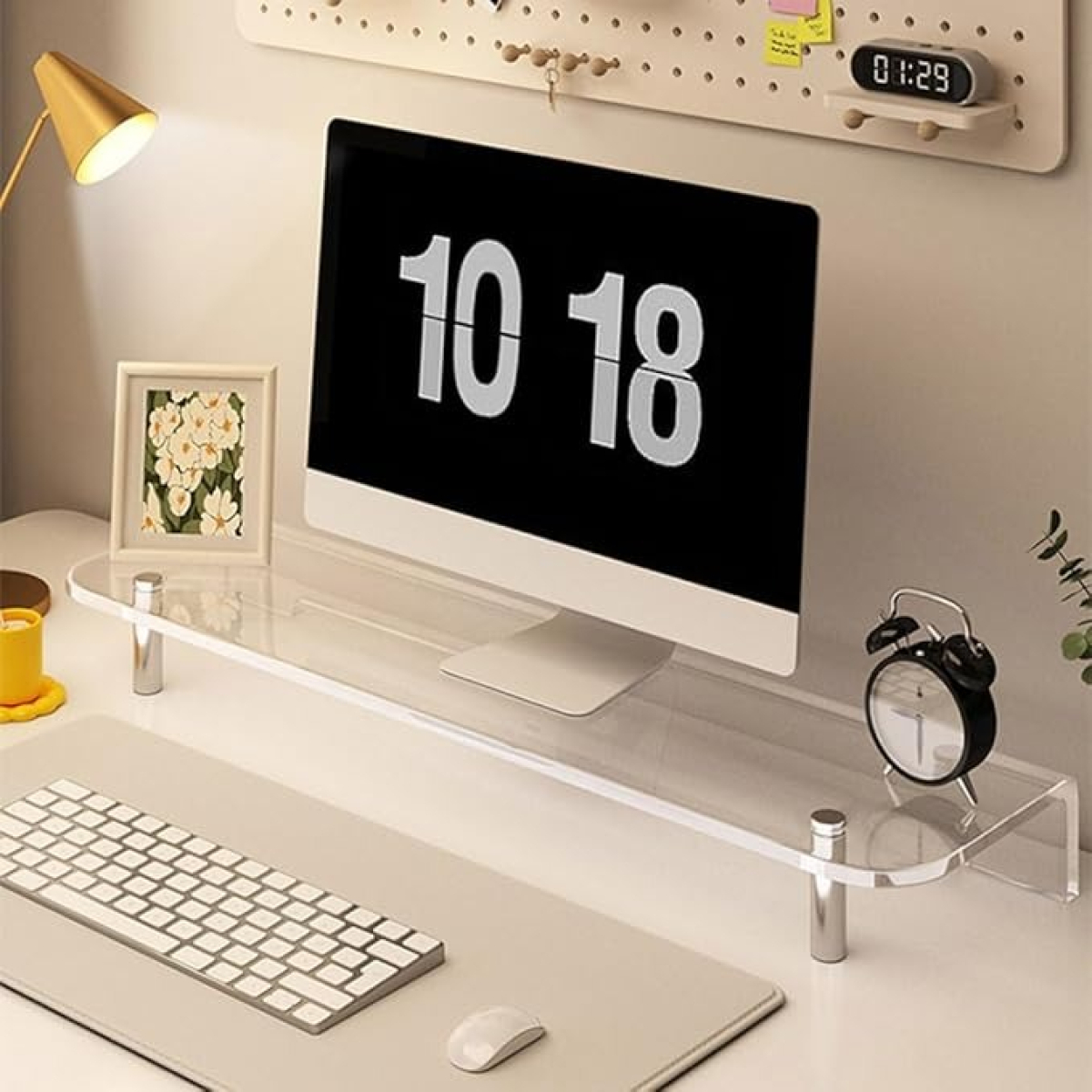 Soporte Elevado Para Monitor De Vidrio Escritorio - Imagen 2