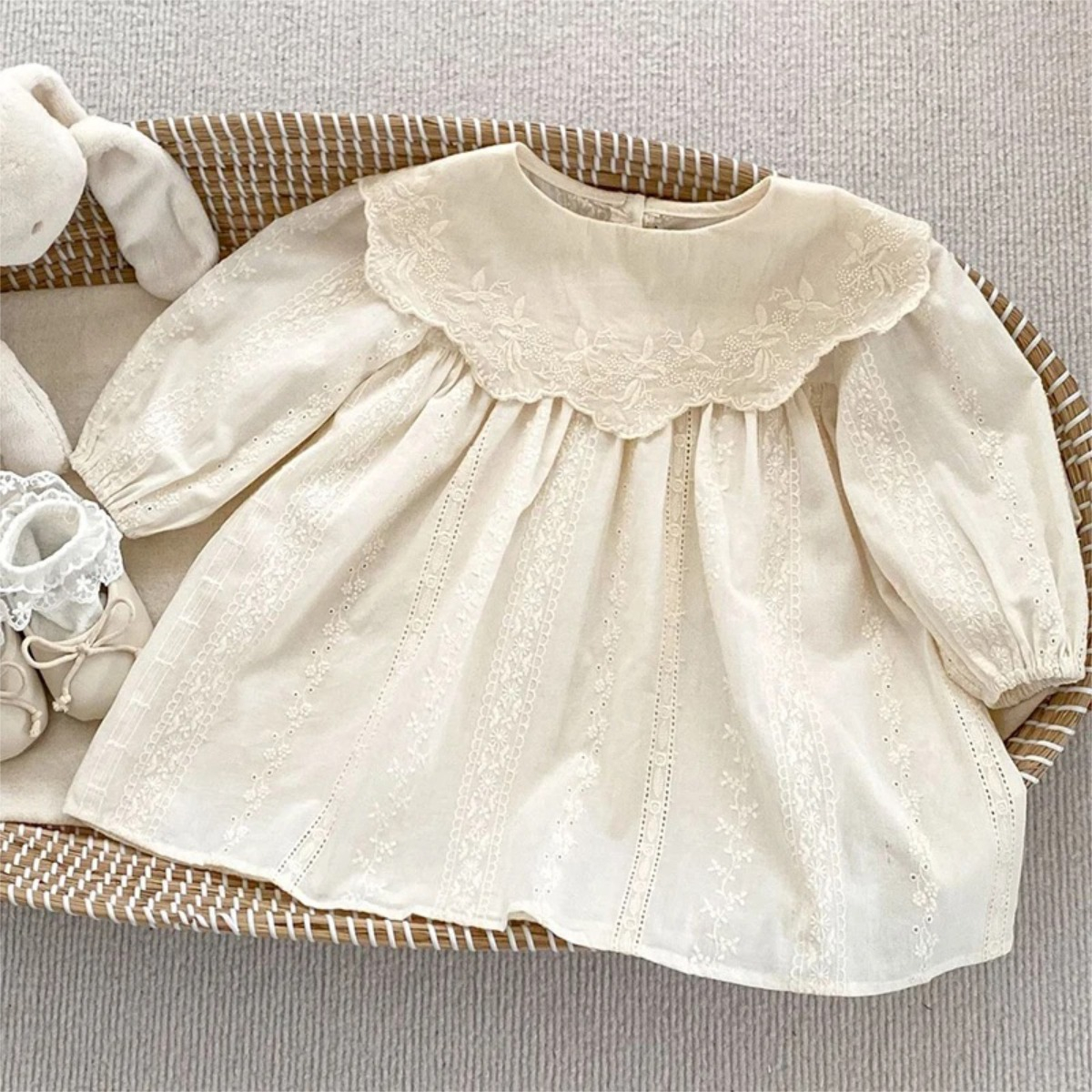 Vestido Primavera Para Bebe De Manga Larga De Broderie - Imagen 1