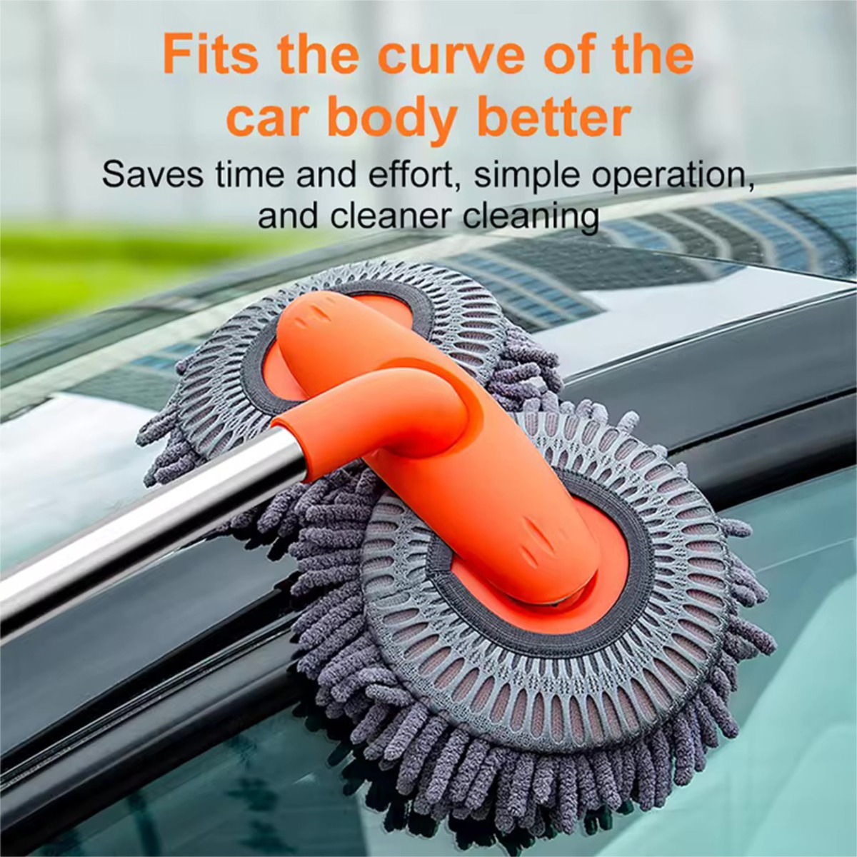 Cepillo De Microfibra Doble Para Lavado De Auto Mango Largo - Imagen 4