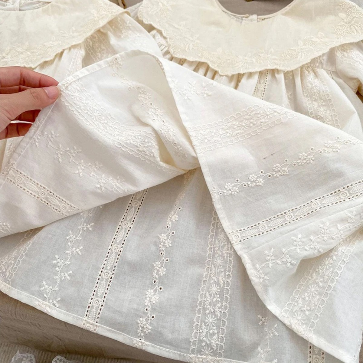 Vestido Primavera Para Bebe De Manga Larga De Broderie - Imagen 2
