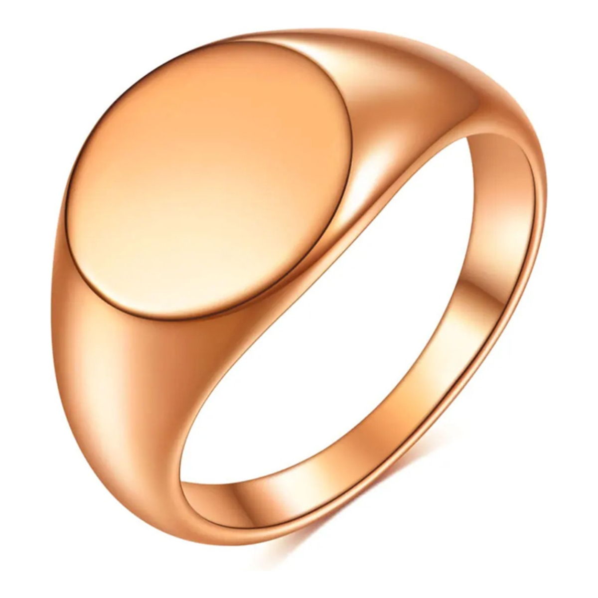 Anillo De Acero Ovalado De Sello Pulido Circular - Imagen 1