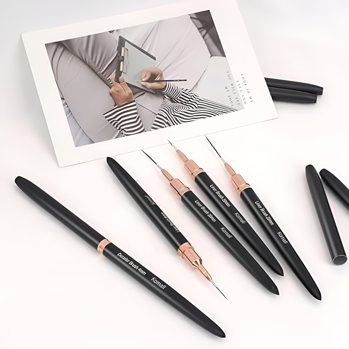 Set 5 Pinceles Liners Para Decoración De Uñas Profesionales - Imagen 2