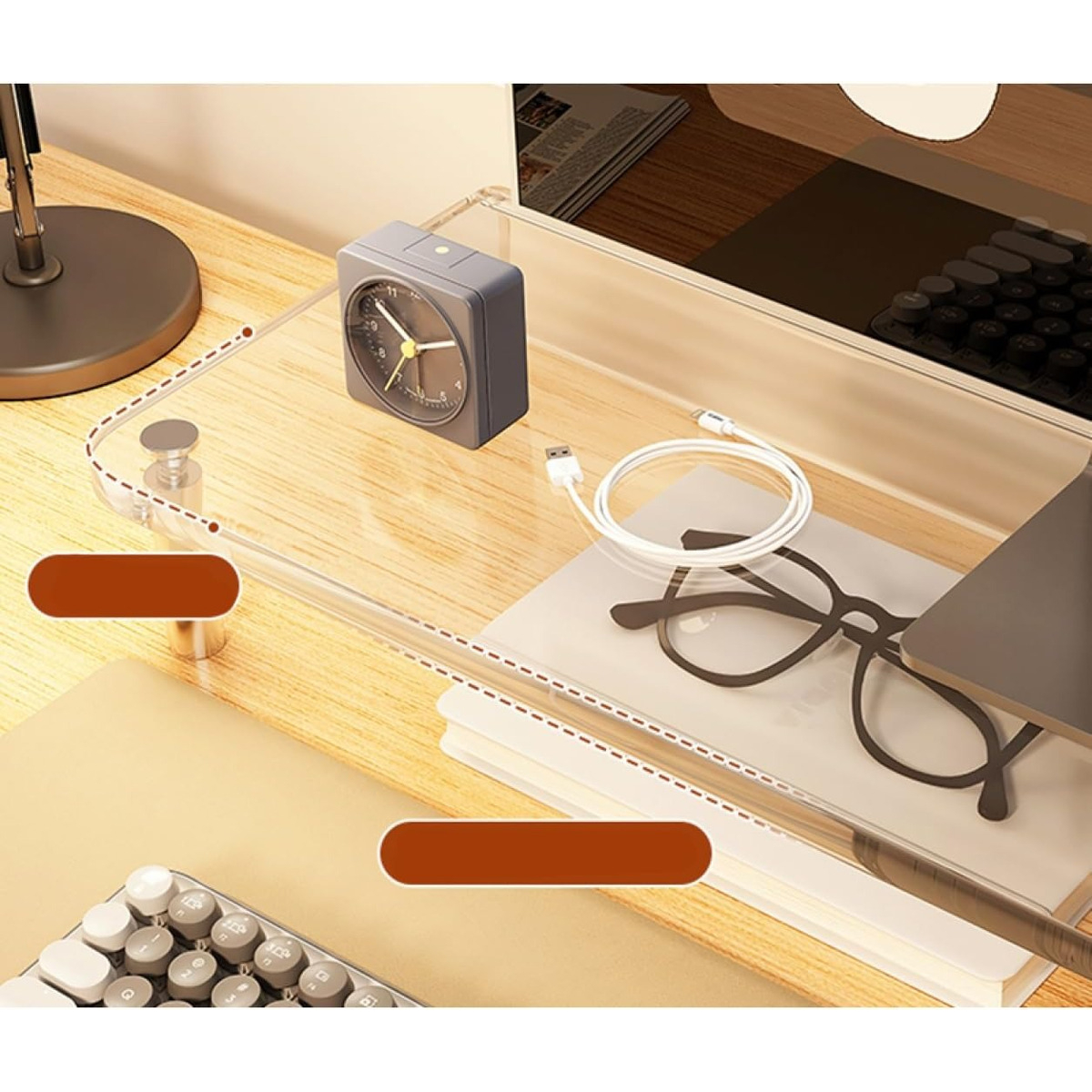Soporte Elevado Para Monitor De Vidrio Escritorio - Imagen 6