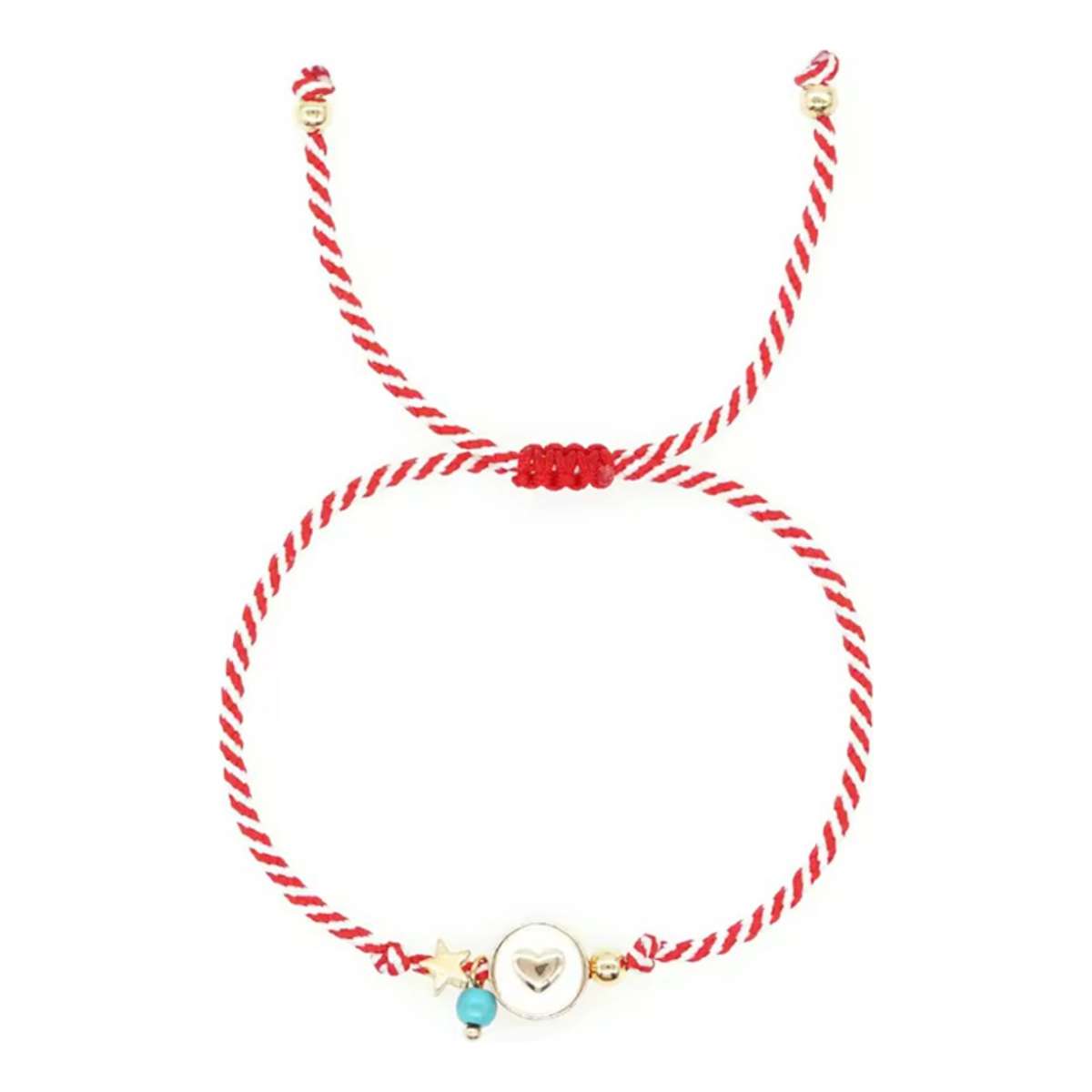 Pulsera Ajustable De Hilo Con Eslabon Corazón Individual - Imagen 1