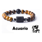 Pulsera De Piedras Naturales Signos Zodiacales Ojo De Tigre - Imagen 2