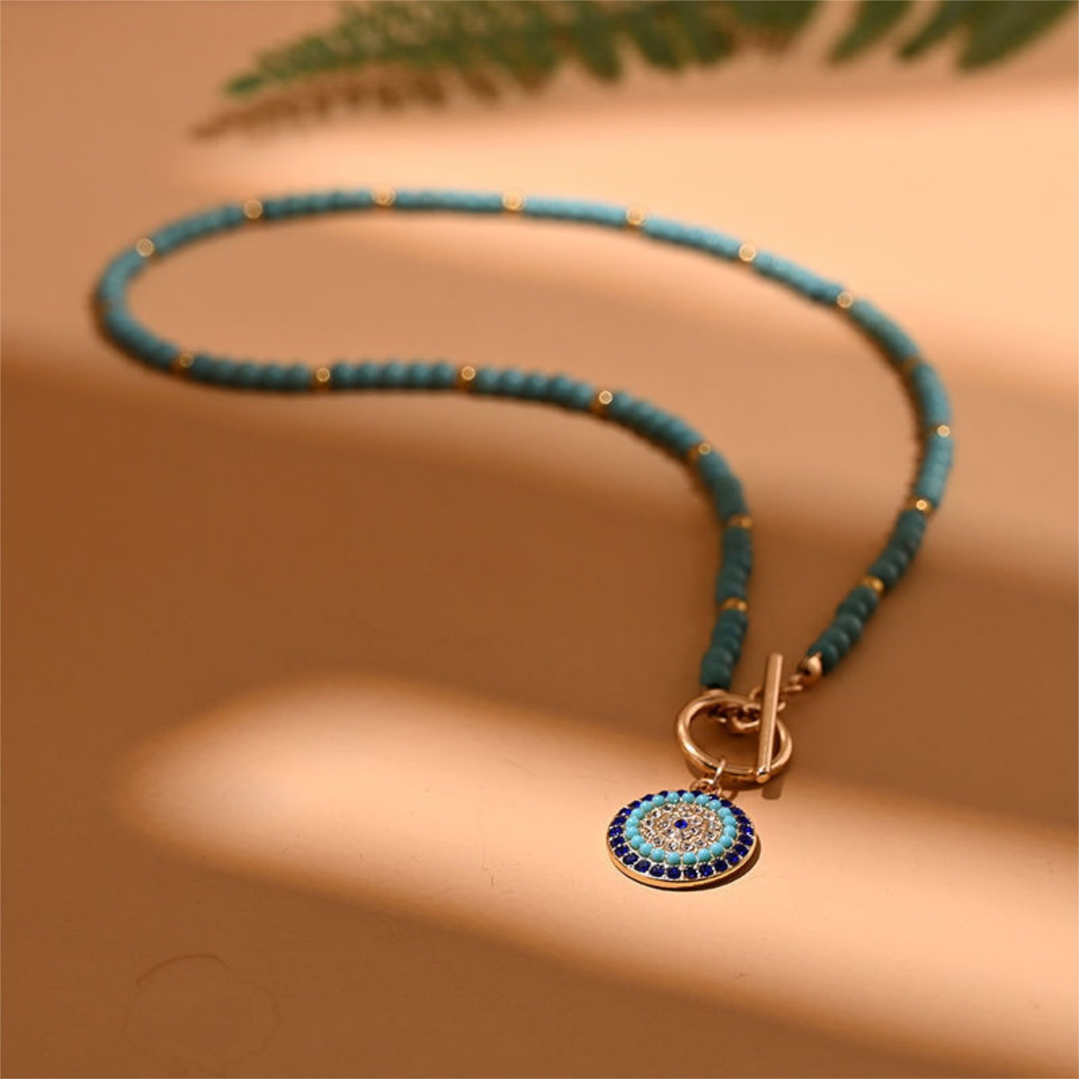 Collar Amuleto Ojo Turco Colorido Con Cuentas De Piedra - Imagen 2