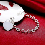 Pulsera De Plata Gruesa Con Dije Corazón Grande - Imagen 2