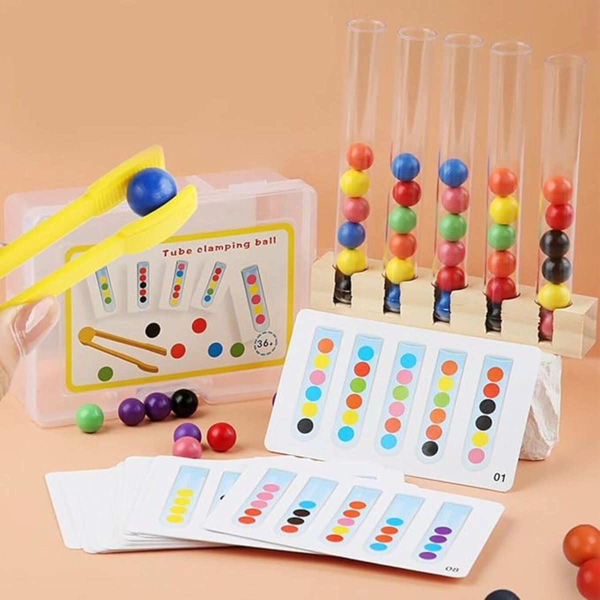 Juego Montessori De Motricidad Clasificacion Tubos De Ensayo - Imagen 2
