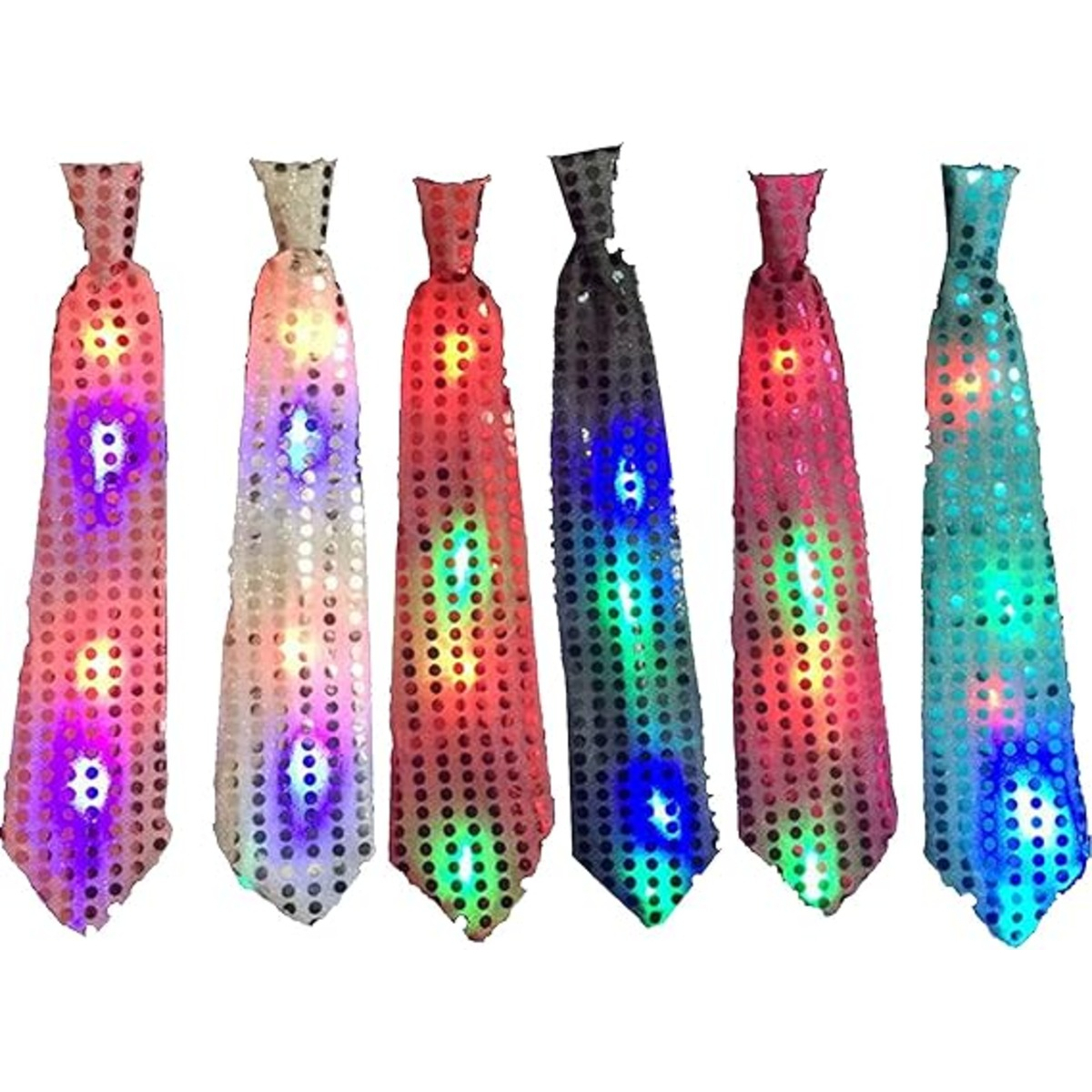 Corbatas Luminosas Lentejuelas Con Luces Led Cotillón - Imagen 15