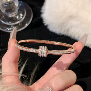 Pulsera Brazalete Rígida Ovalado Con Circón Moderno, foto 5