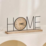 Reloj De Mesa Escritorio Silencioso En Madera Letras - Imagen 2