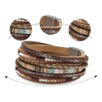 Pulsera Brazalete De Piedra Multicapa Bohemio Retro - Imagen 7