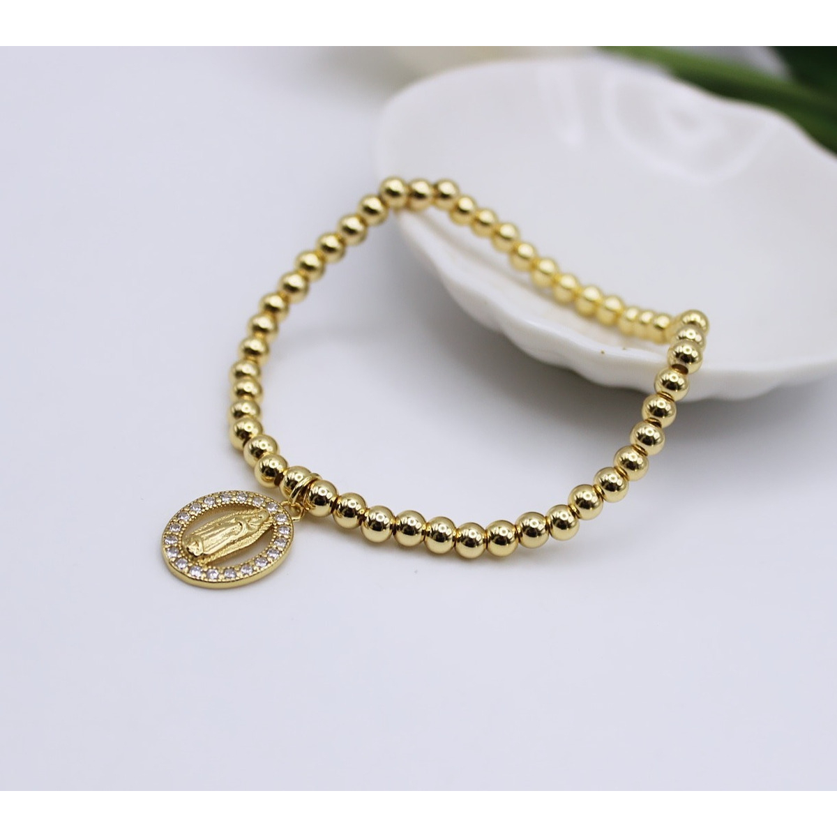 Pulsera Con Colgante Dije Catolico Delicado - Imagen 3