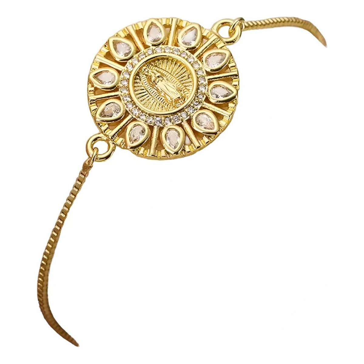 Pulsera Brazalete Circular Catolico Elegante Virgen Maria - Imagen 1